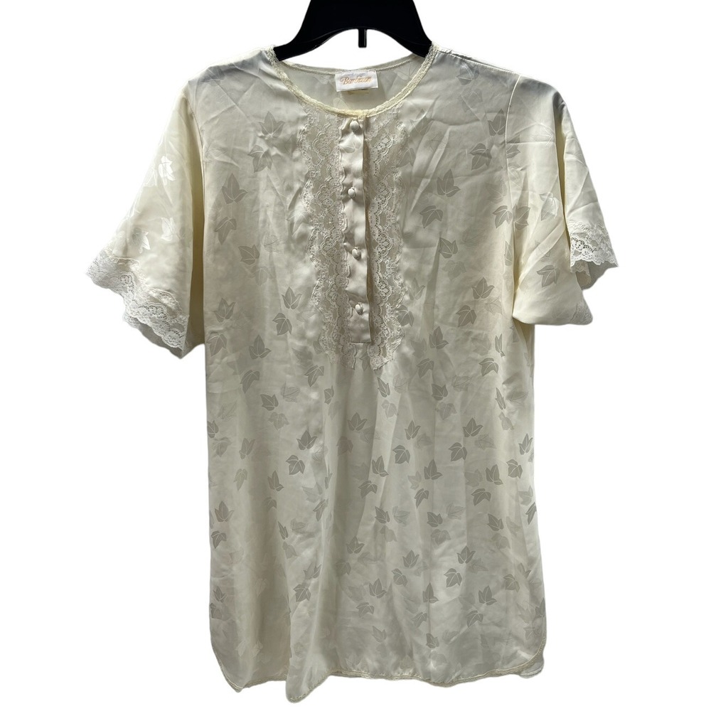 Vintage Night Gown Barbizon Lace Dressing Gown Ivory Size Large